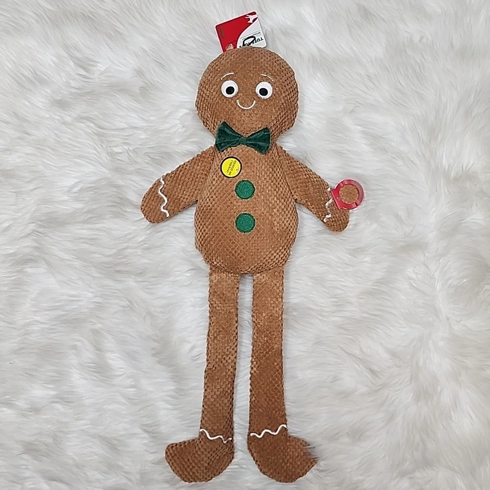 X-Large Gingerbread Man Tuff Toys Durable Crinkle Squeaker Dog Toy